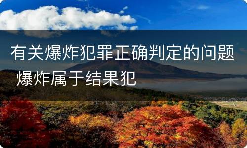 有关爆炸犯罪正确判定的问题 爆炸属于结果犯