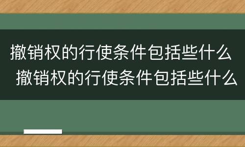 撤销权的行使条件包括些什么 撤销权的行使条件包括些什么意思