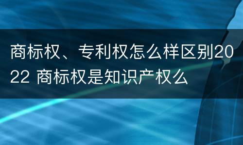 商标权、专利权怎么样区别2022 商标权是知识产权么
