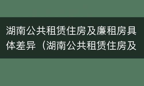 湖南公共租赁住房及廉租房具体差异（湖南公共租赁住房及廉租房具体差异分析）