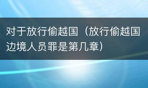 对于放行偷越国（放行偷越国边境人员罪是第几章）