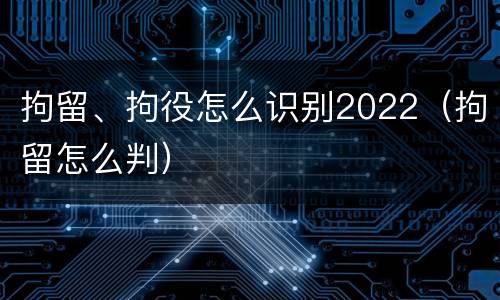 拘留、拘役怎么识别2022（拘留怎么判）
