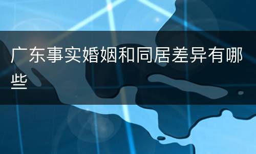 广东事实婚姻和同居差异有哪些