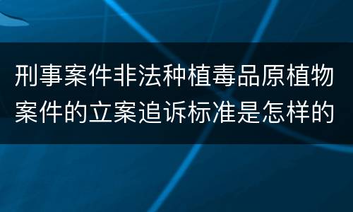 刑事案件非法种植毒品原植物案件的立案追诉标准是怎样的