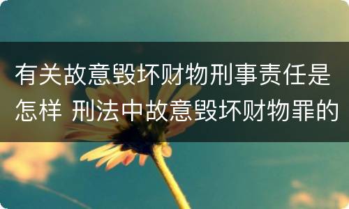 有关故意毁坏财物刑事责任是怎样 刑法中故意毁坏财物罪的规定有哪些