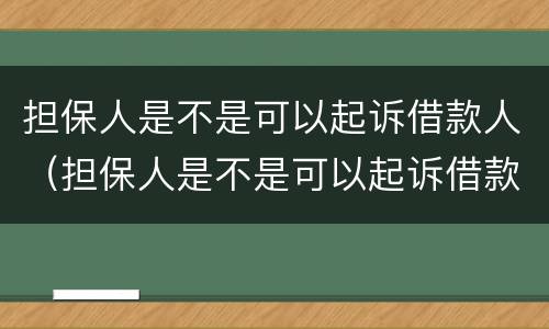 担保人是不是可以起诉借款人（担保人是不是可以起诉借款人呢）