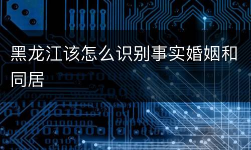 黑龙江该怎么识别事实婚姻和同居
