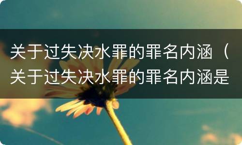 关于过失决水罪的罪名内涵（关于过失决水罪的罪名内涵是什么）