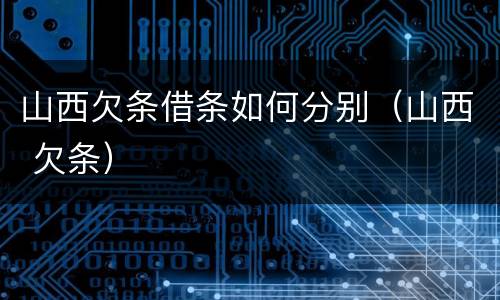 山西欠条借条如何分别（山西 欠条）