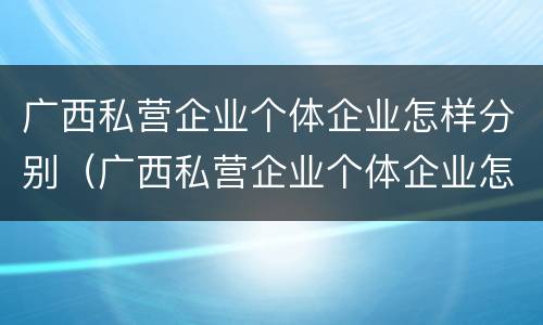 广西私营企业个体企业怎样分别（广西私营企业个体企业怎样分别交公积金）