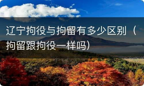 辽宁拘役与拘留有多少区别（拘留跟拘役一样吗）