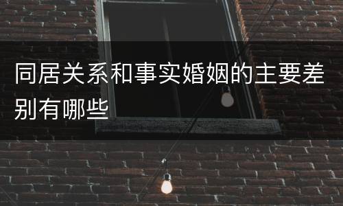 同居关系和事实婚姻的主要差别有哪些
