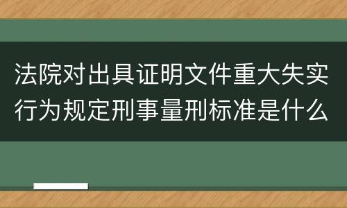 法院对出具证明文件重大失实行为规定刑事量刑标准是什么