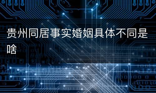 贵州同居事实婚姻具体不同是啥