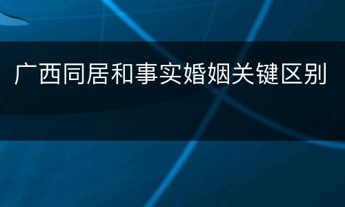 广西同居和事实婚姻关键区别