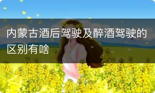 内蒙古酒后驾驶及醉酒驾驶的区别有啥