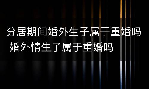 分居期间婚外生子属于重婚吗 婚外情生子属于重婚吗