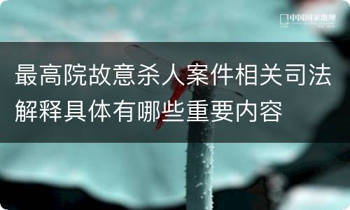 最高院故意杀人案件相关司法解释具体有哪些重要内容