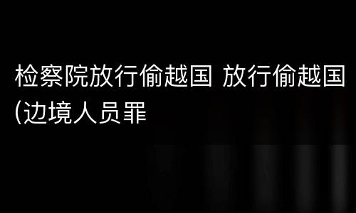检察院放行偷越国 放行偷越国(边境人员罪