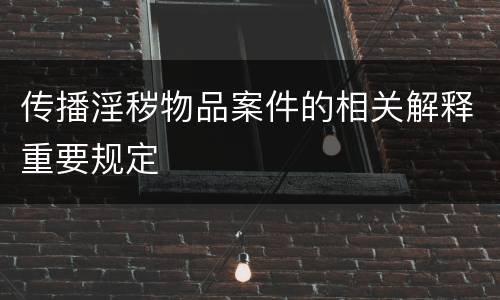 传播淫秽物品案件的相关解释重要规定