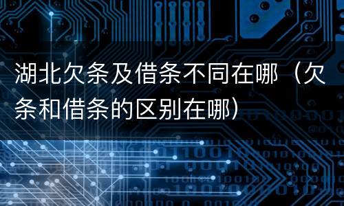 湖北欠条及借条不同在哪（欠条和借条的区别在哪）