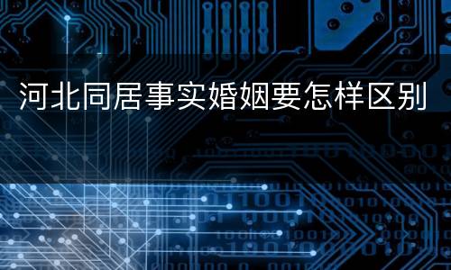 河北同居事实婚姻要怎样区别