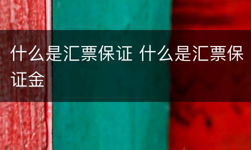 什么是汇票保证 什么是汇票保证金