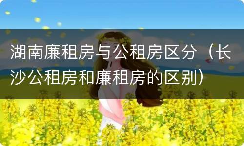 湖南廉租房与公租房区分（长沙公租房和廉租房的区别）