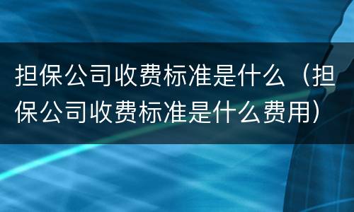 担保公司收费标准是什么（担保公司收费标准是什么费用）