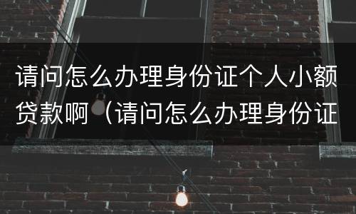 请问怎么办理身份证个人小额贷款啊（请问怎么办理身份证个人小额贷款啊可以吗）