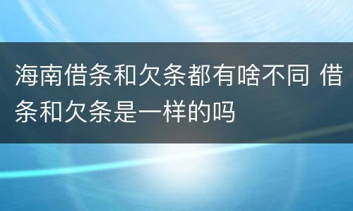 海南借条和欠条都有啥不同 借条和欠条是一样的吗