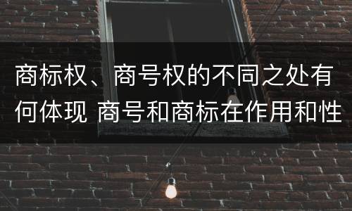 商标权、商号权的不同之处有何体现 商号和商标在作用和性质上的区别