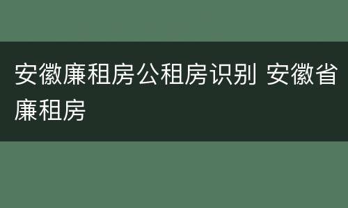 安徽廉租房公租房识别 安徽省廉租房