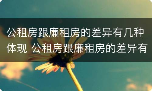 公租房跟廉租房的差异有几种体现 公租房跟廉租房的差异有几种体现在哪里