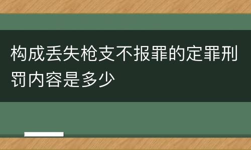 构成丢失枪支不报罪的定罪刑罚内容是多少