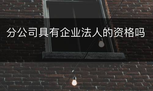 分公司具有企业法人的资格吗