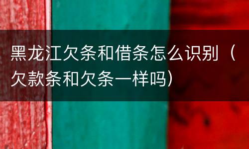 黑龙江欠条和借条怎么识别(欠款条和欠条一样吗)