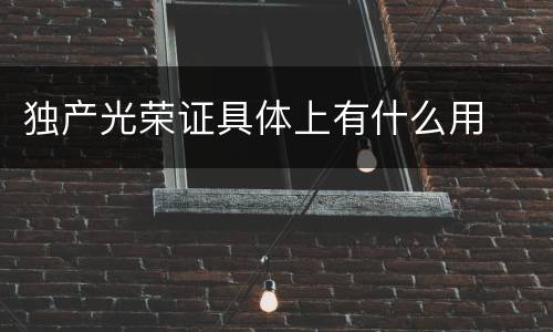 独产光荣证具体上有什么用
