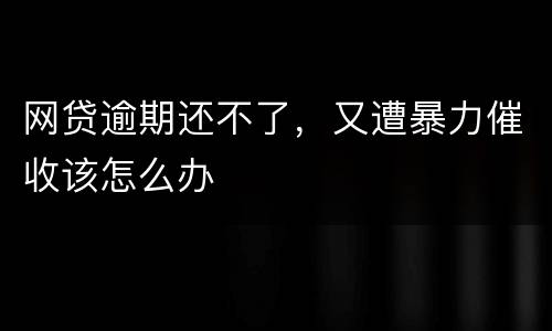 网贷逾期还不了，又遭暴力催收该怎么办