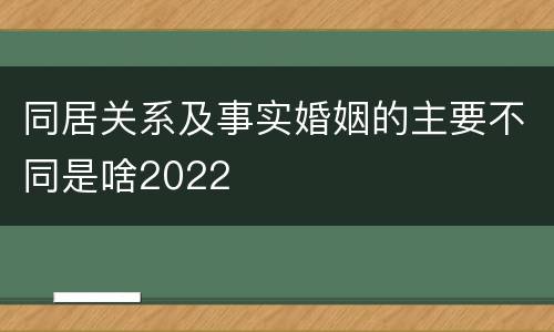 同居关系及事实婚姻的主要不同是啥2022