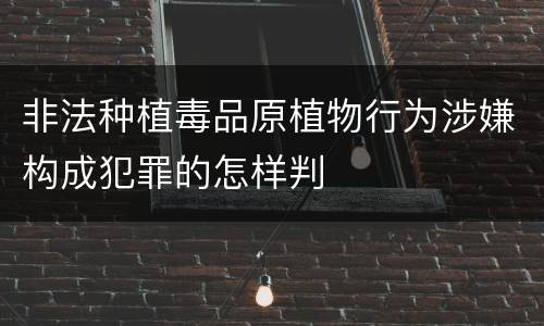 非法种植毒品原植物行为涉嫌构成犯罪的怎样判