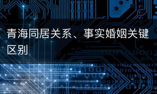 青海同居关系、事实婚姻关键区别
