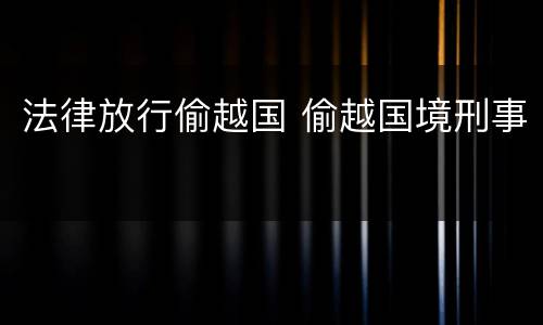 法律放行偷越国 偷越国境刑事