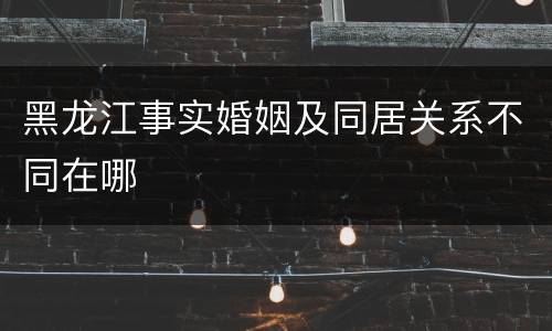 黑龙江事实婚姻及同居关系不同在哪
