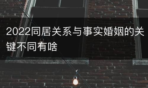 2022同居关系与事实婚姻的关键不同有啥