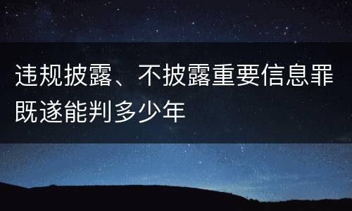 违规披露、不披露重要信息罪既遂能判多少年