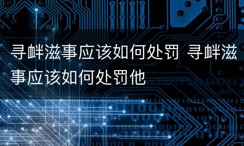 寻衅滋事应该如何处罚 寻衅滋事应该如何处罚他