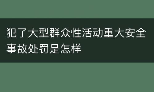 犯了大型群众性活动重大安全事故处罚是怎样