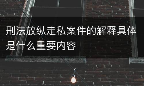 刑法放纵走私案件的解释具体是什么重要内容