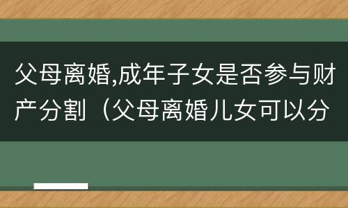 父母离婚,成年子女是否参与财产分割（父母离婚儿女可以分财产吗）